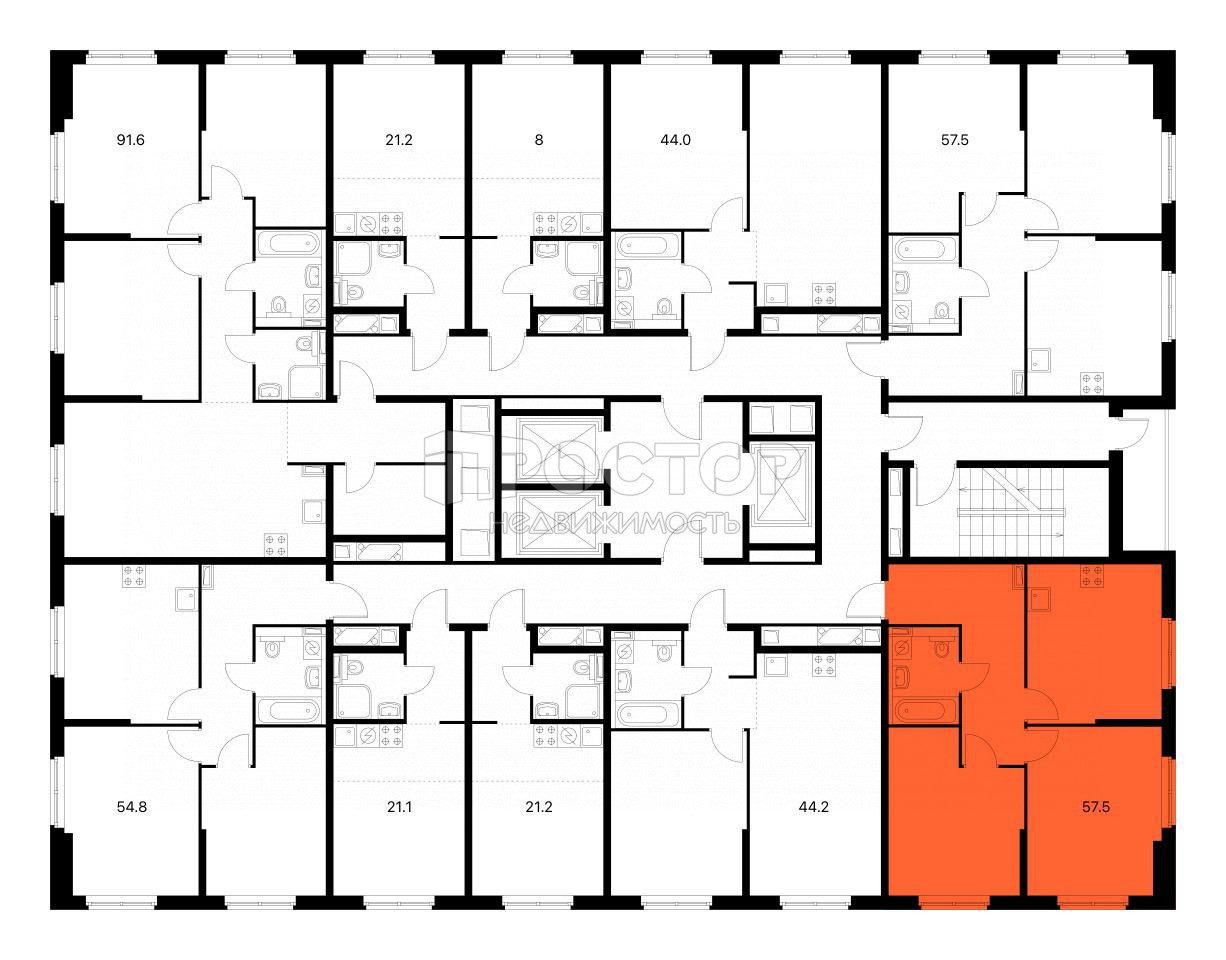 2-комнатная квартира, 57.5 м² - фото 23
