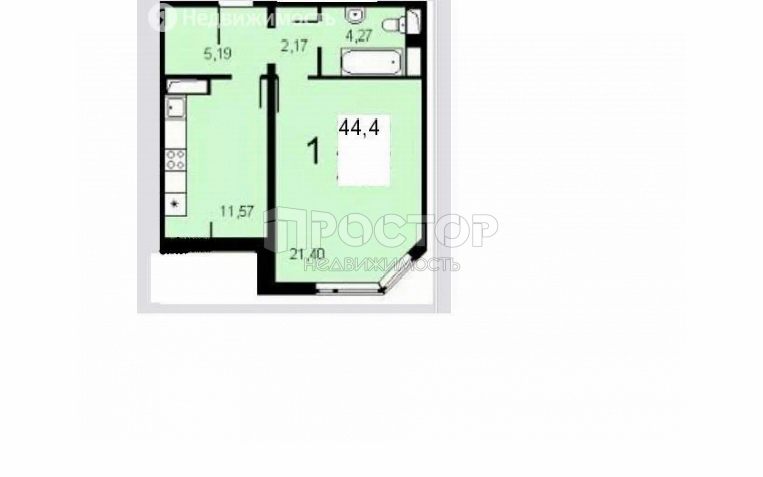 1-комнатная квартира, 44.4 м² - фото 13