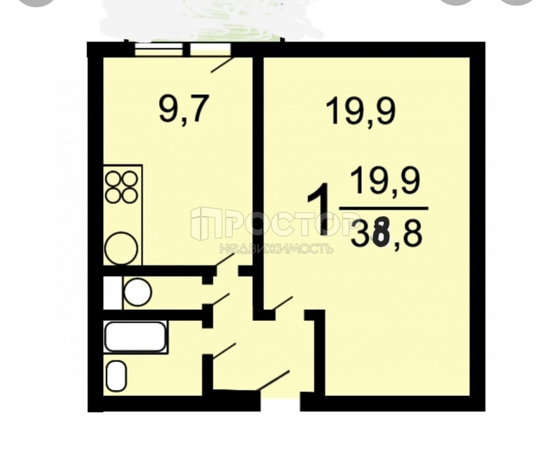 Студия, 13.7 м² - фото 15