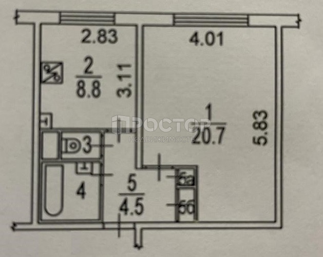 1-комнатная квартира, 38.9 м² - фото 13