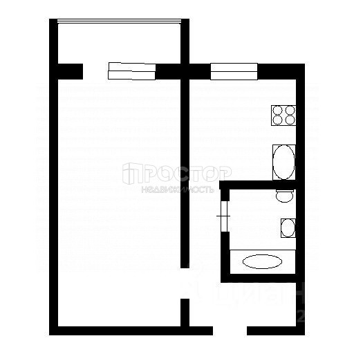 1-комнатная квартира, 32 м² - фото 24