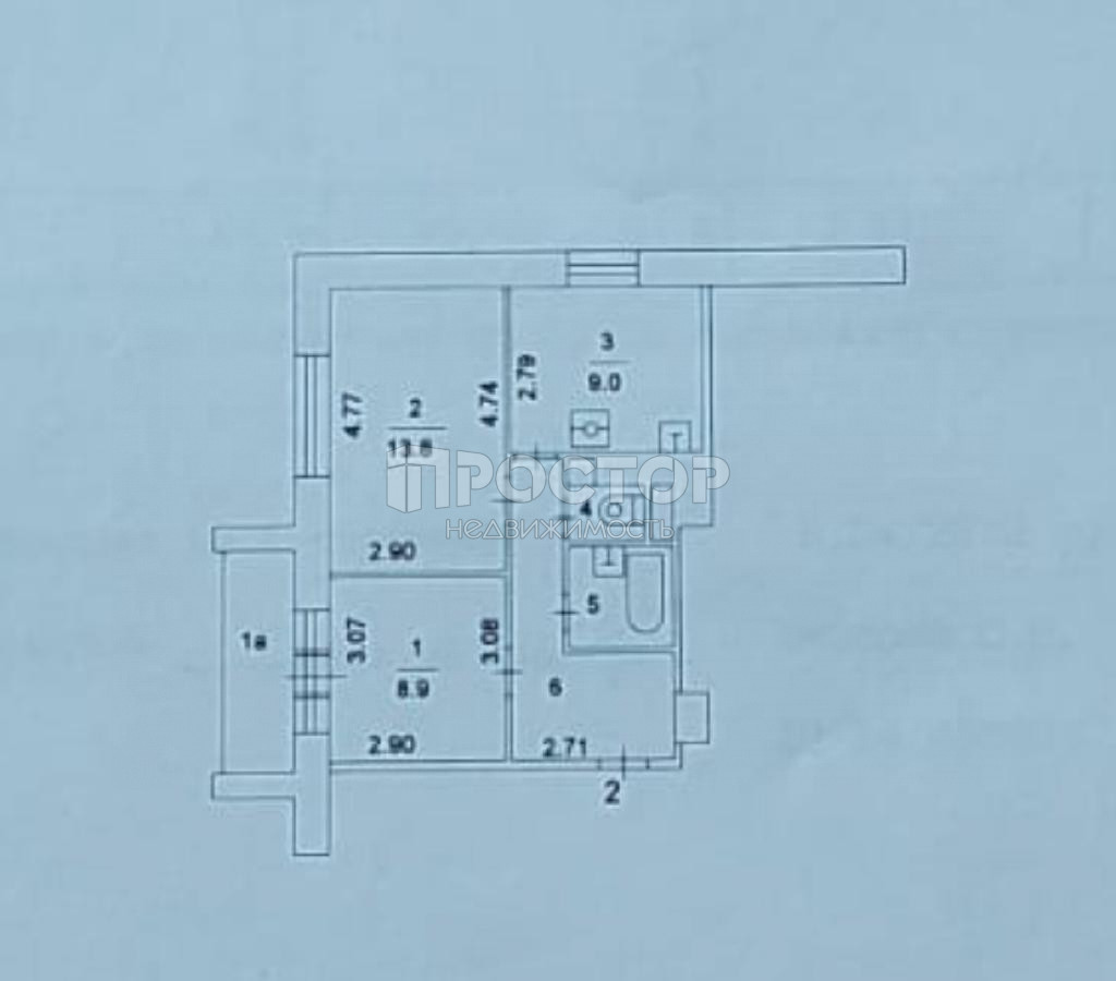 2-комнатная квартира, 45.6 м² - фото 27
