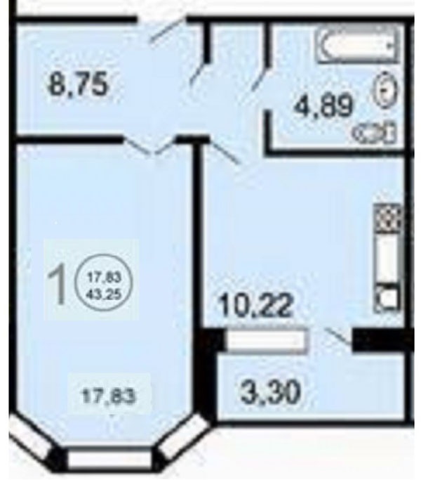 1-комнатная квартира, 44 м² - фото 14