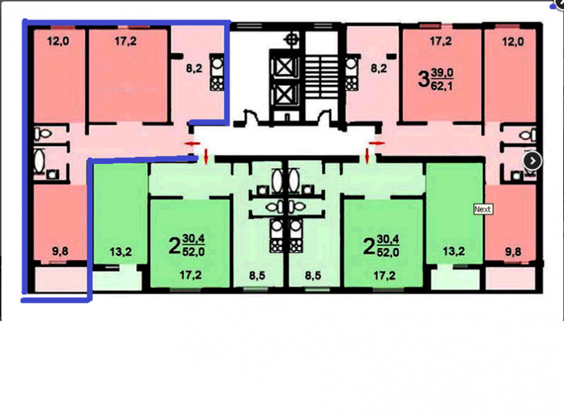 3-комнатная квартира, 67 м² - фото 13