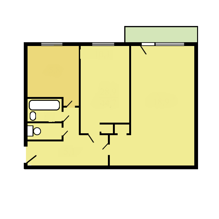 2-комнатная квартира, 44.2 м² - фото 6