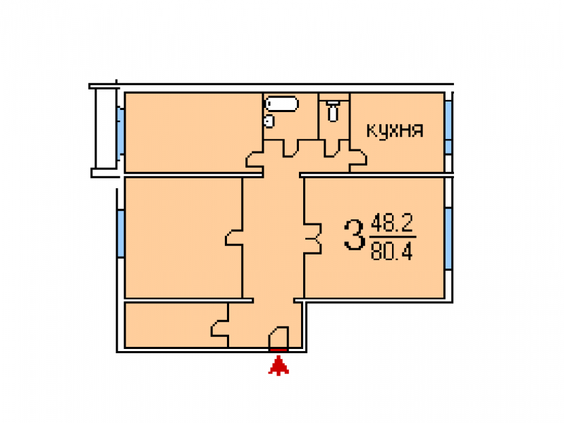 3-комнатная квартира, 80.5 м² - фото 14