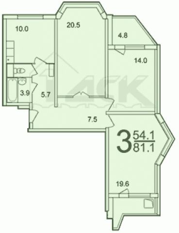 3-комнатная квартира, 80 м² - фото 5