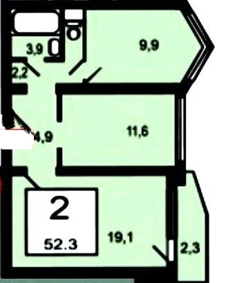 2-комнатная квартира, 52 м² - фото 2