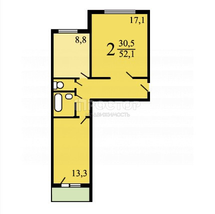 2-комнатная квартира, 52.8 м² - фото 18