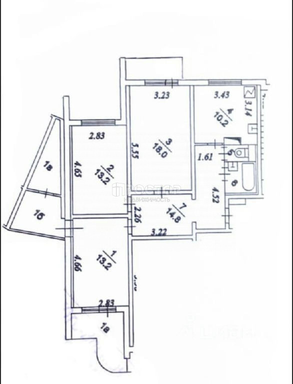 3-комнатная квартира, 80 м² - фото 25