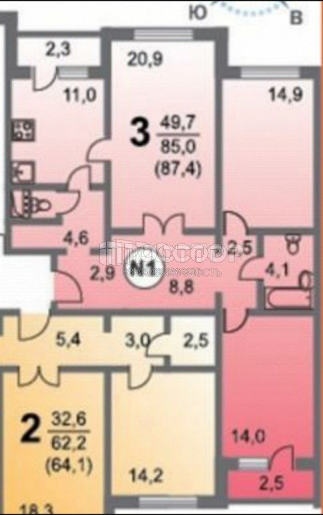 3-комнатная квартира, 84 м² - фото 27
