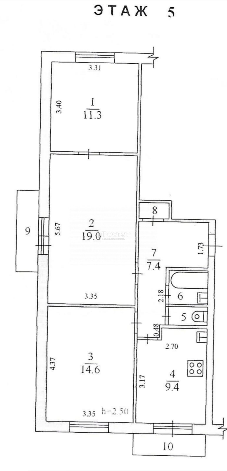 3-комнатная квартира, 67 м² - фото 14