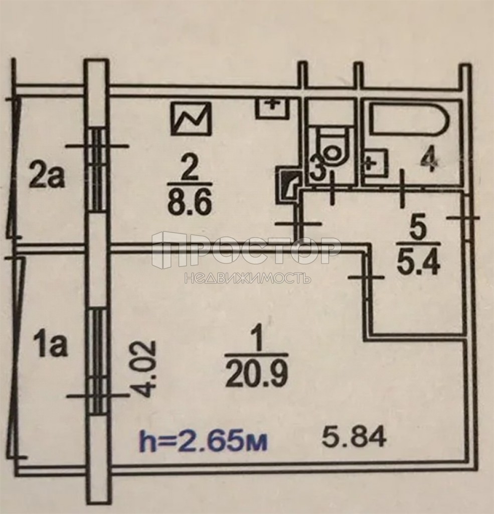 1-комнатная квартира, 41.3 м² - фото 6