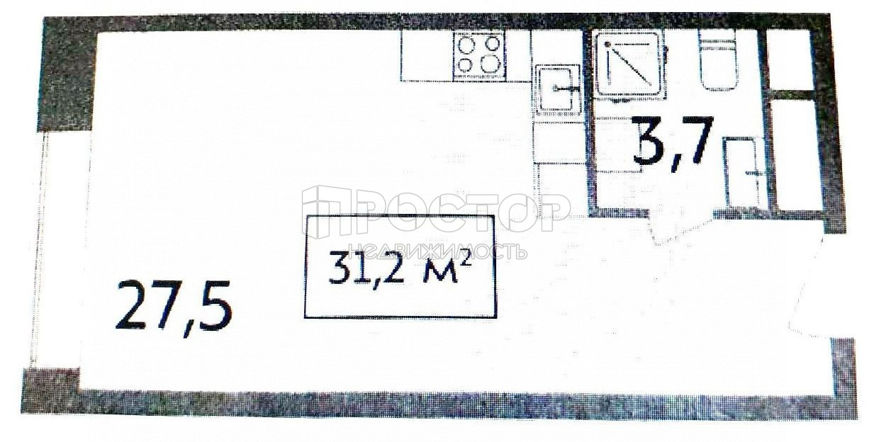 Студия, 31.2 м² - фото 2
