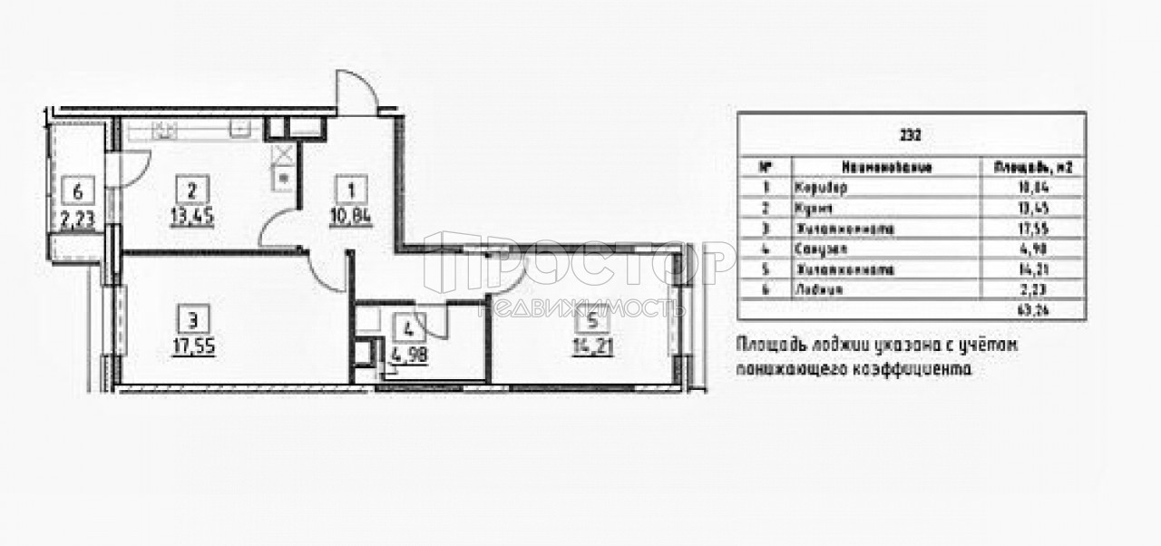 2-комнатная квартира, 64 м² - фото 6