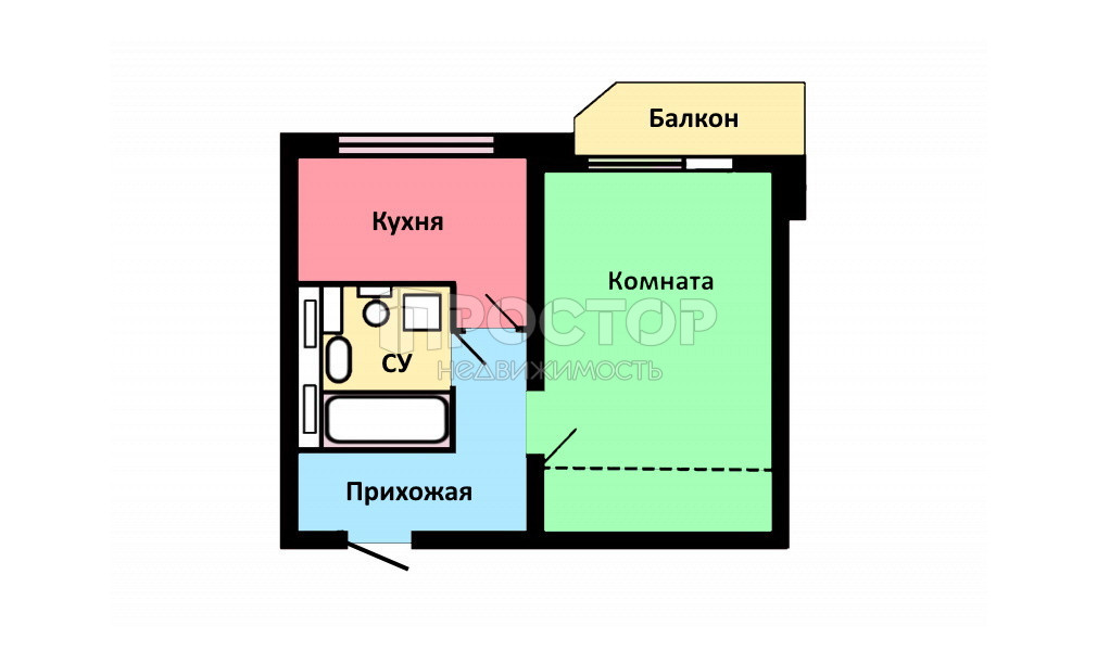 1-комнатная квартира, 37 м² - фото 16