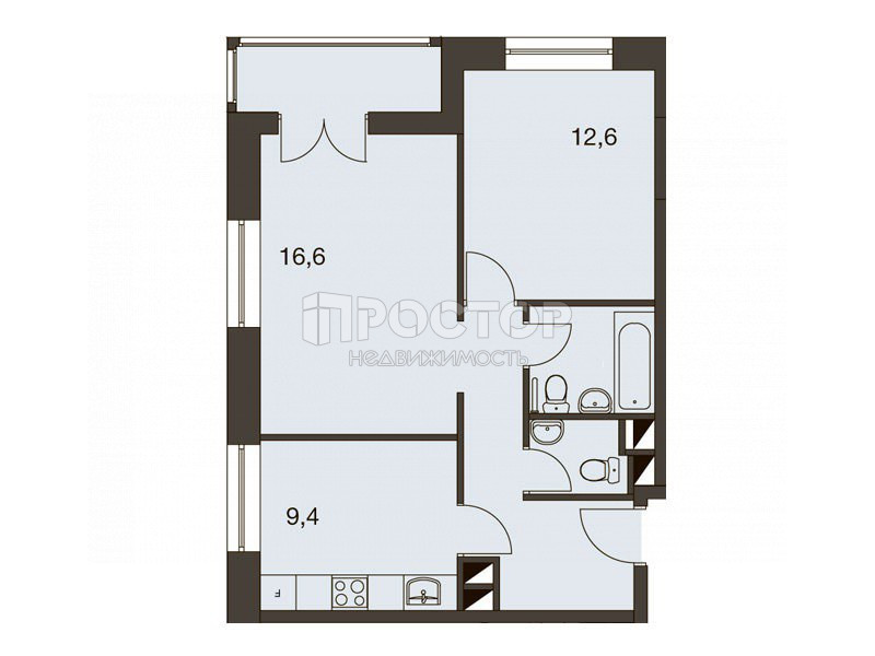 2-комнатная квартира, 55.8 м² - фото 16