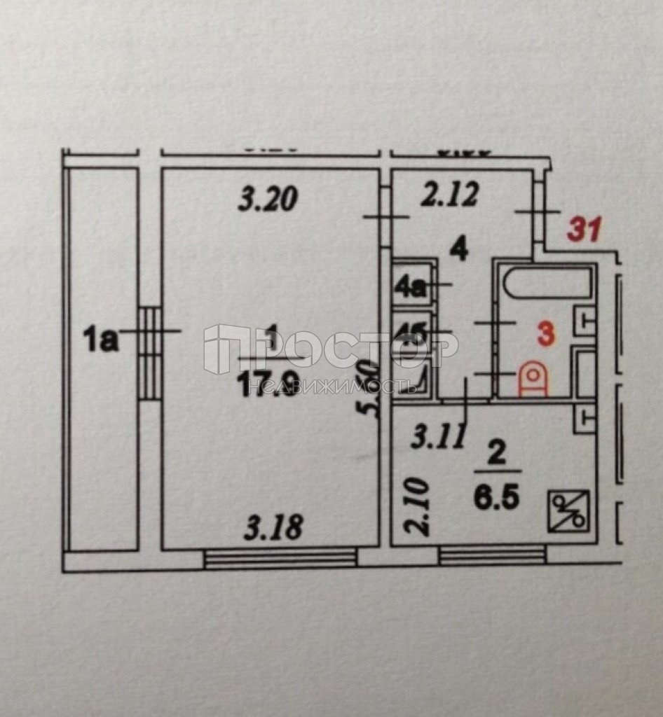 1-комнатная квартира, 34 м² - фото 16