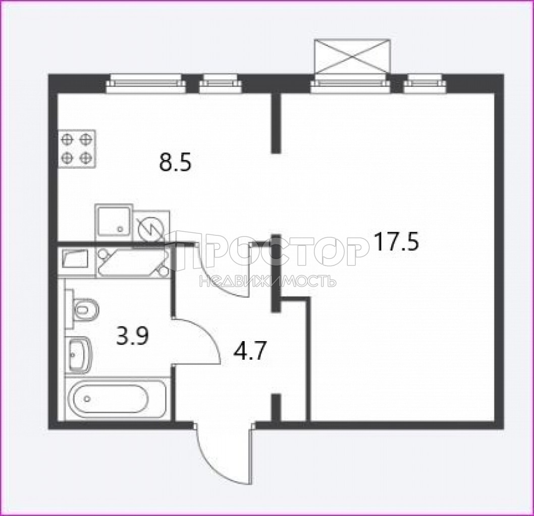 1-комнатная квартира, 34.4 м² - фото 21