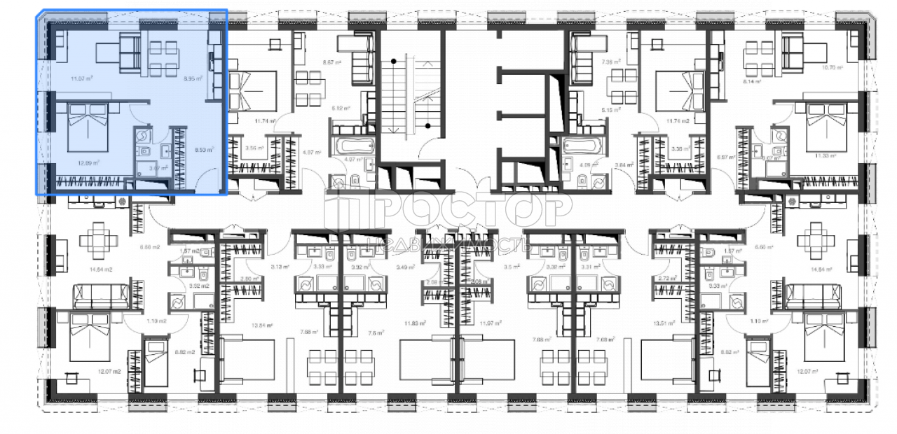 1-комнатная квартира, 42.6 м² - фото 8