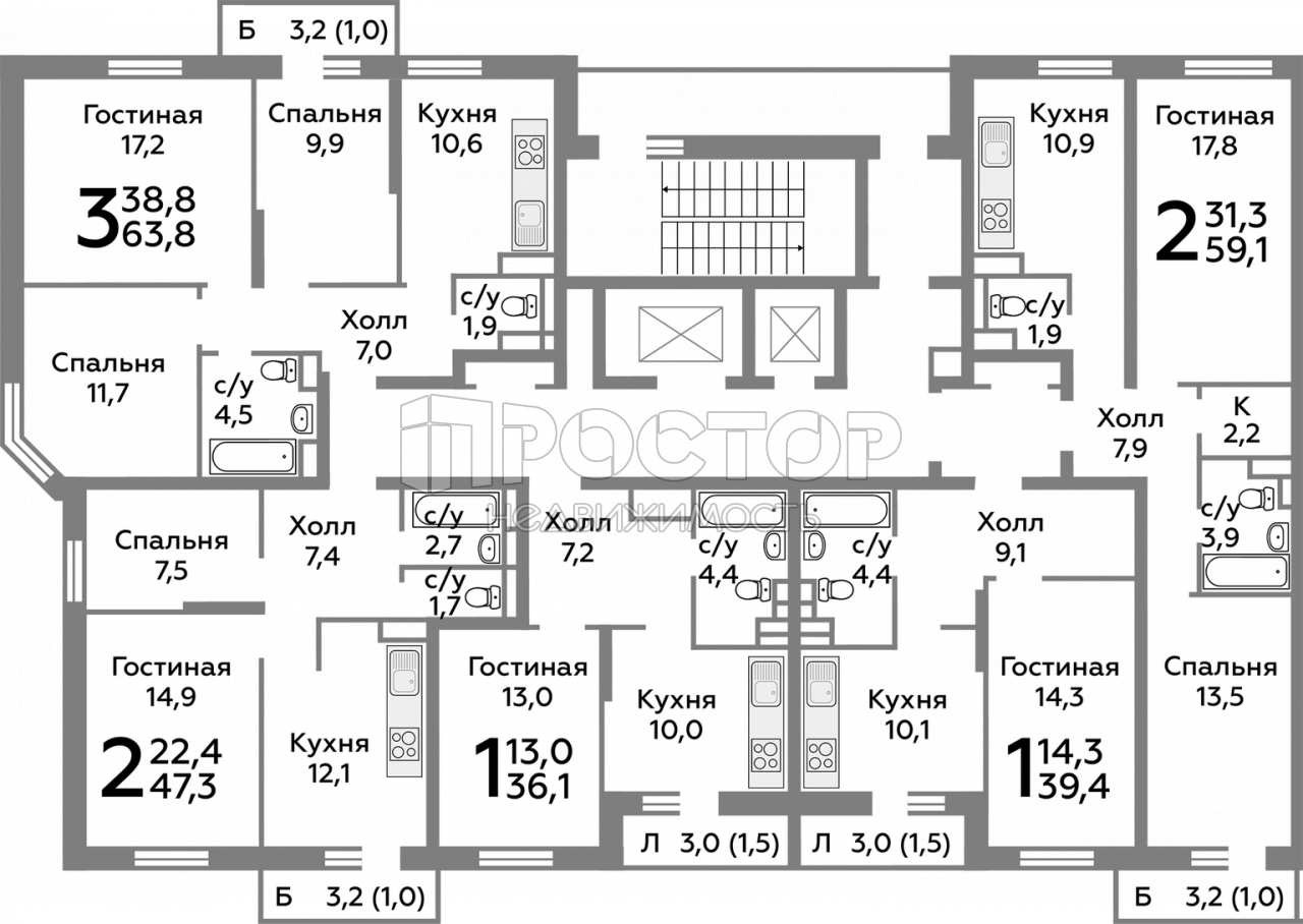 3-комнатная квартира, 63.8 м² - фото 8