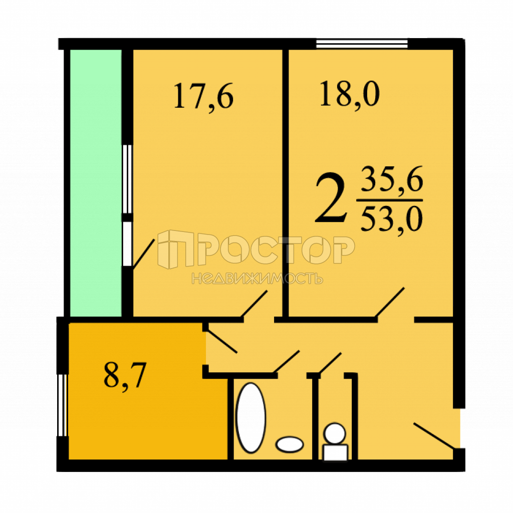 2-комнатная квартира, 51 м² - фото 21