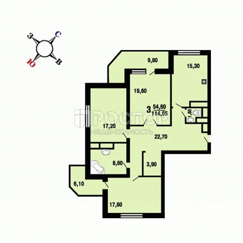 3-комнатная квартира, 107.7 м² - фото 4