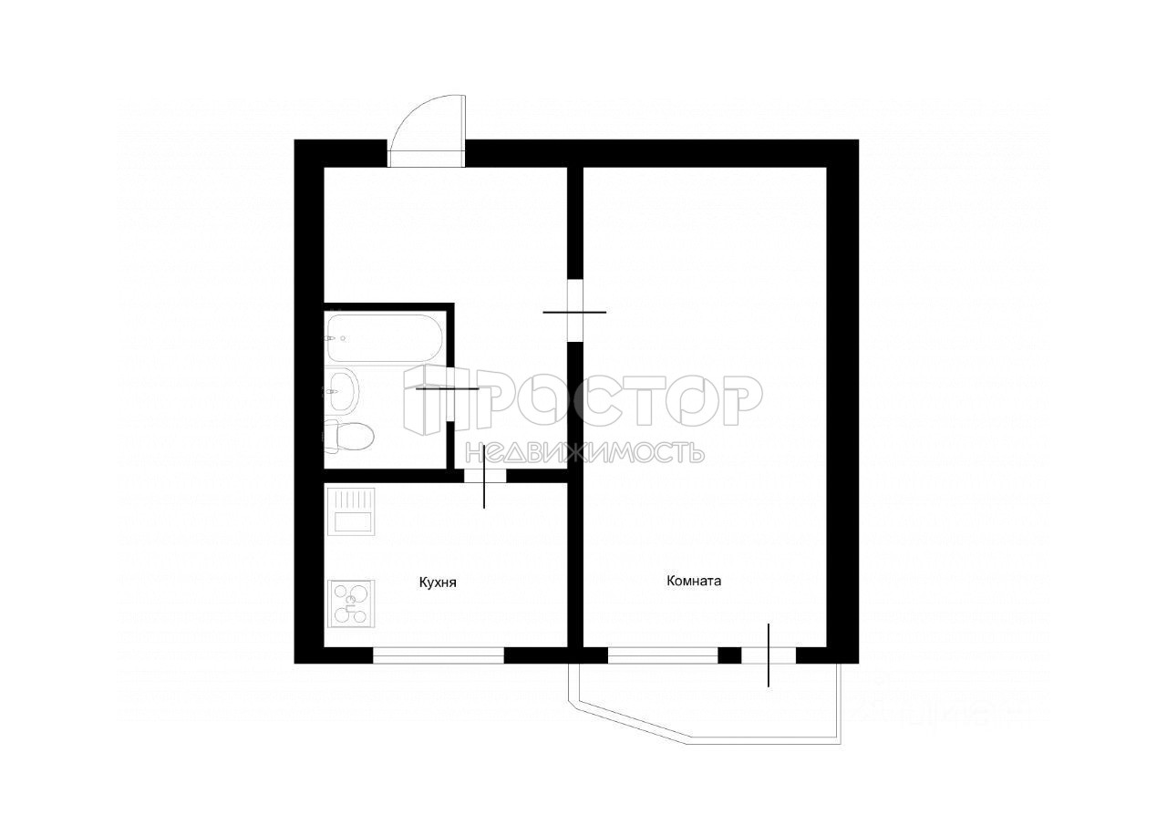 1-комнатная квартира, 38.5 м² - фото 14