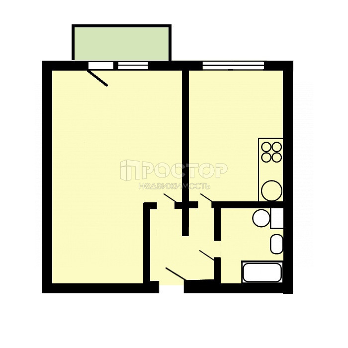 1-комнатная квартира, 33 м² - фото 22