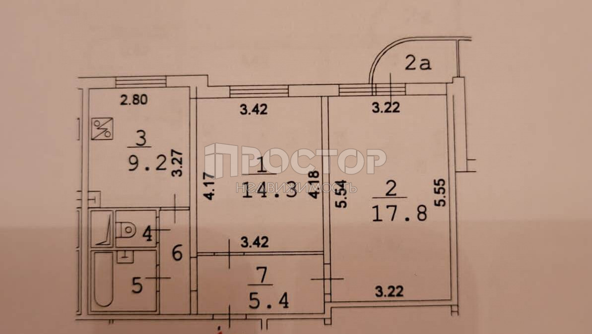 2-комнатная квартира, 53.3 м² - фото 27