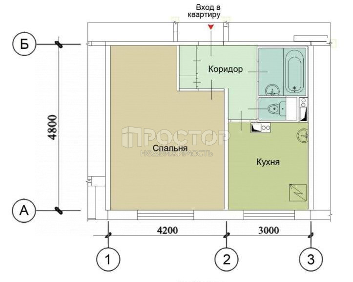 1-комнатная квартира, 38.8 м² - фото 13