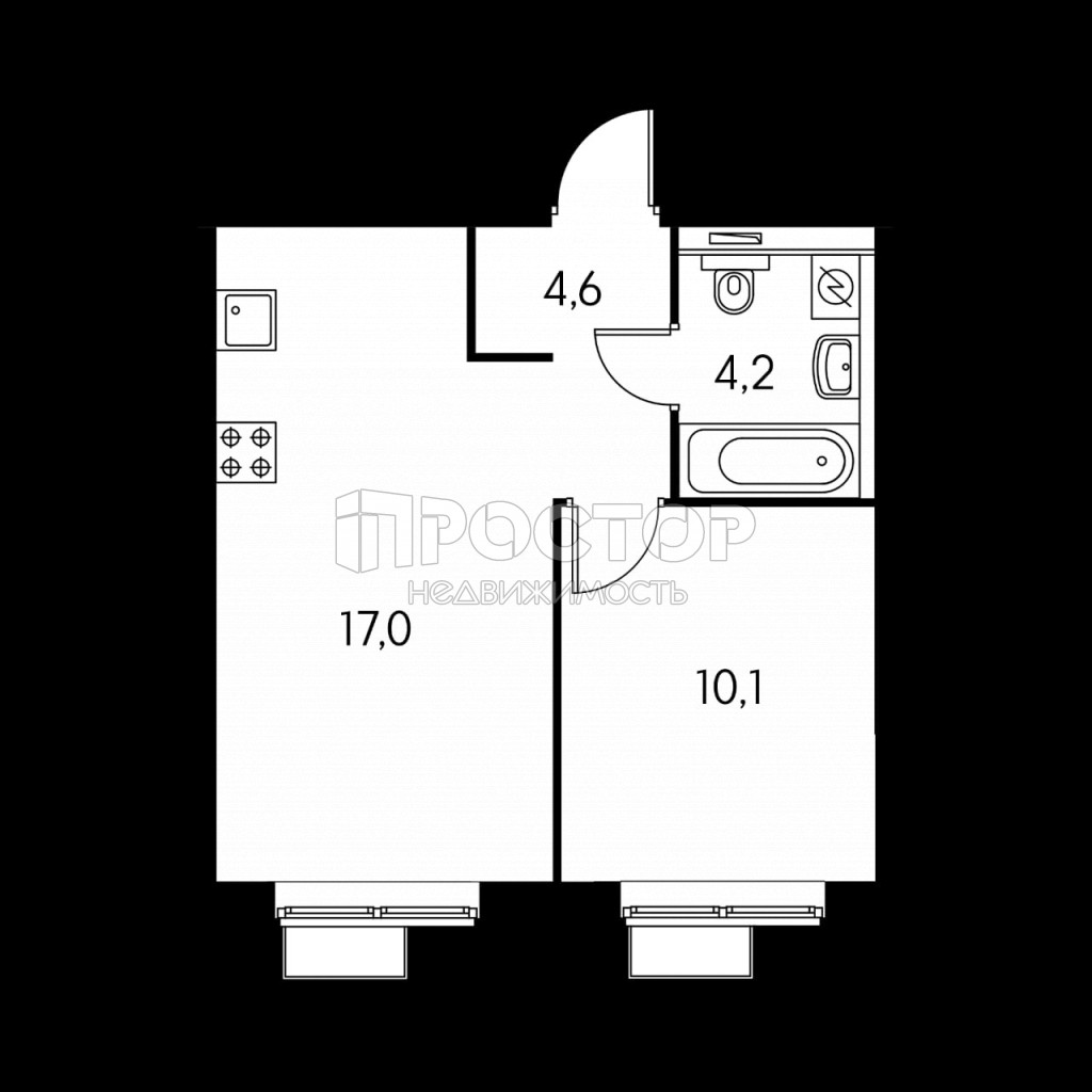 1-комнатная квартира, 36 м² - фото 7