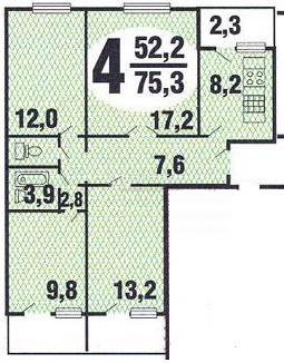 4-комнатная квартира, 80 м² - фото 10