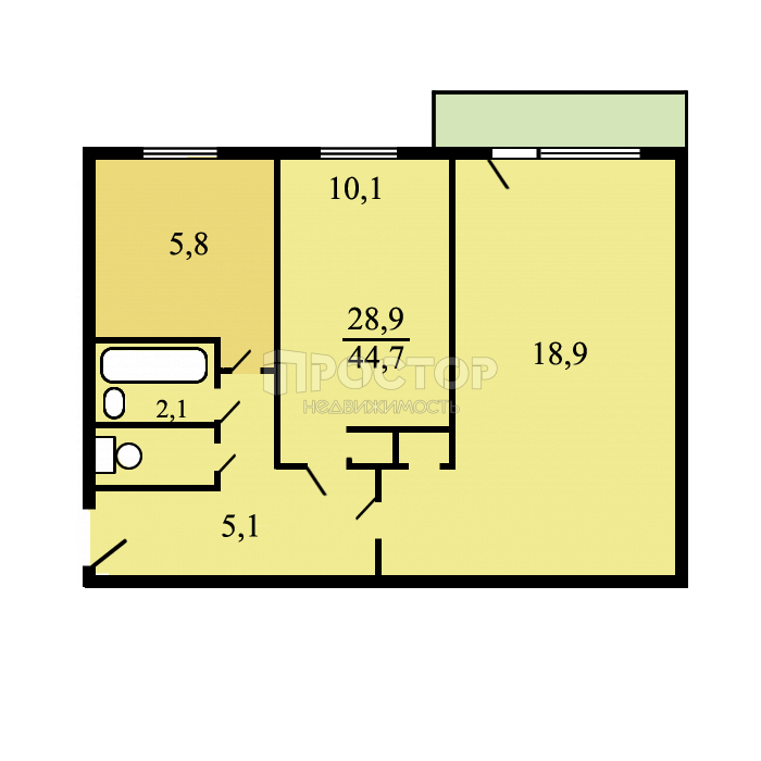 2-комнатная квартира, 45 м² - фото 29