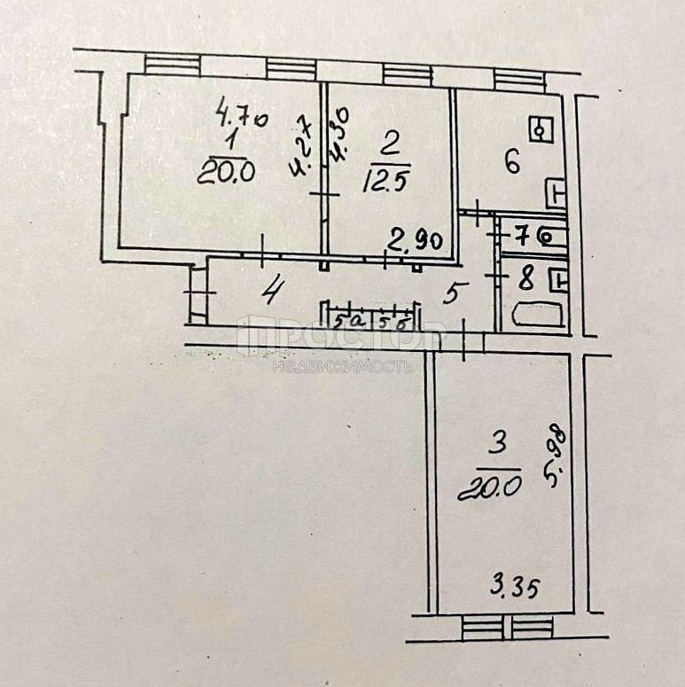 3-комнатная квартира, 76.7 м² - фото 5