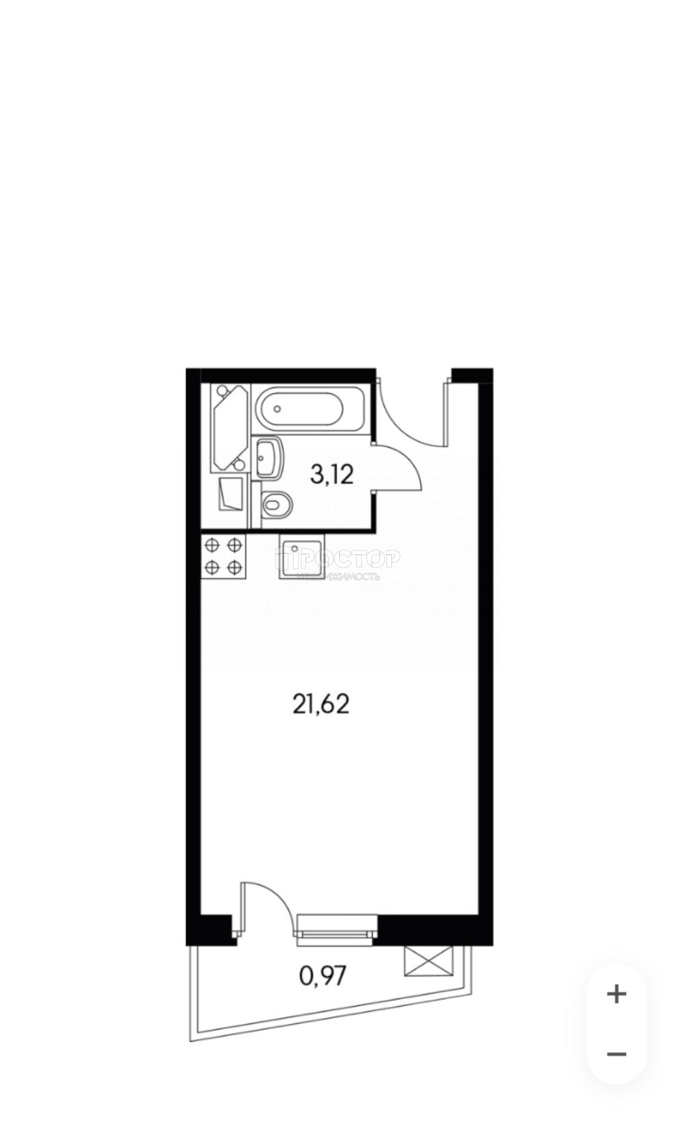 Студия, 25.6 м² - фото 12