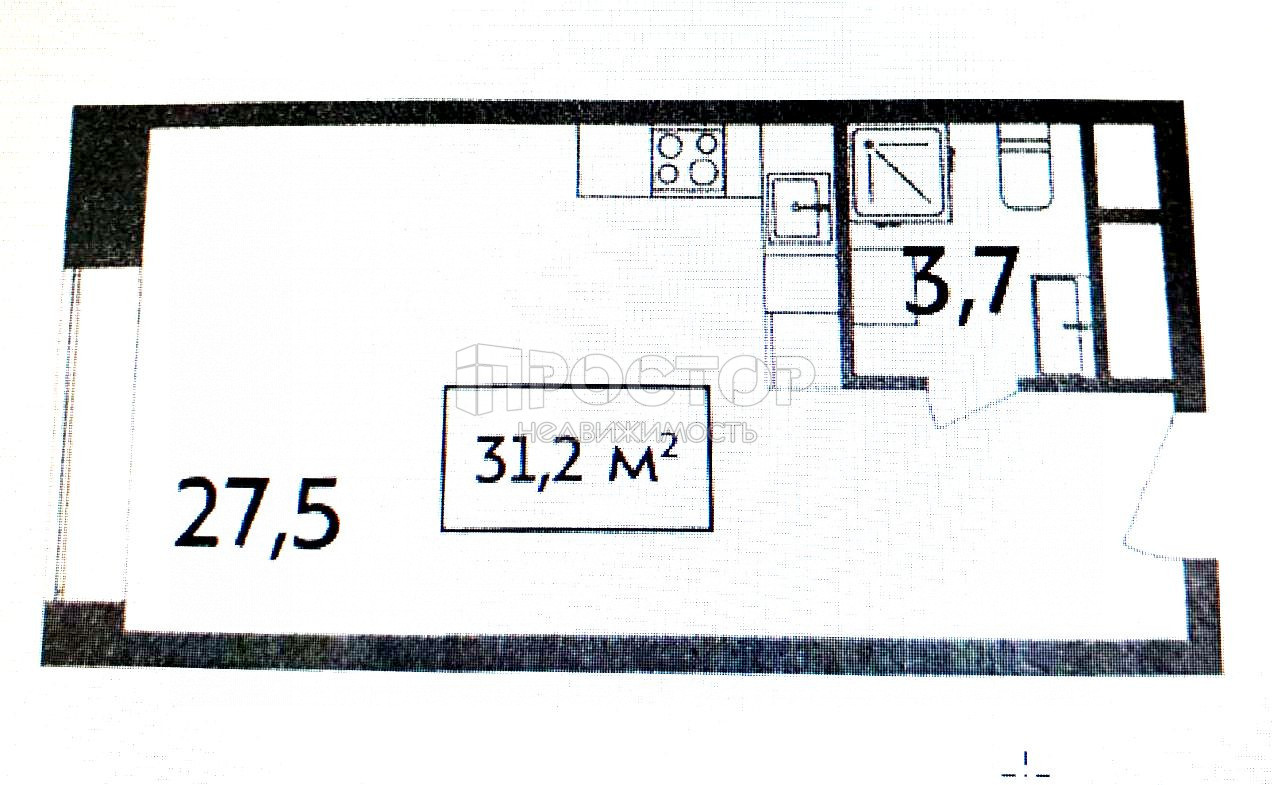 Студия, 31.2 м² - фото 2