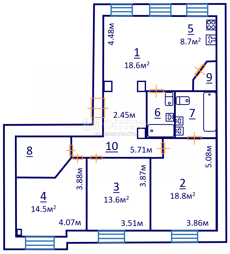 4-комнатная квартира, 103.4 м² - фото 31