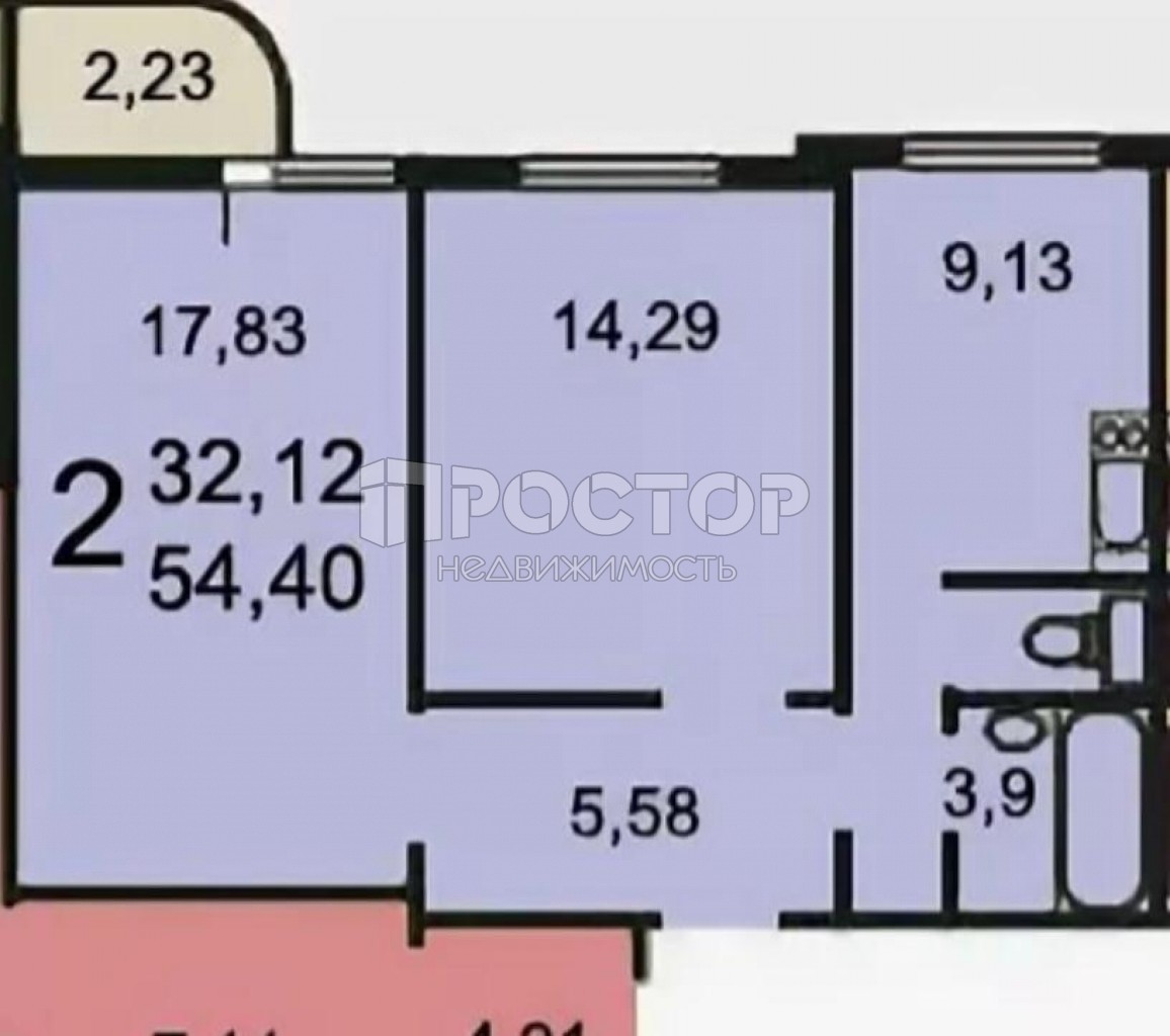 2-комнатная квартира, 54.4 м² - фото 8