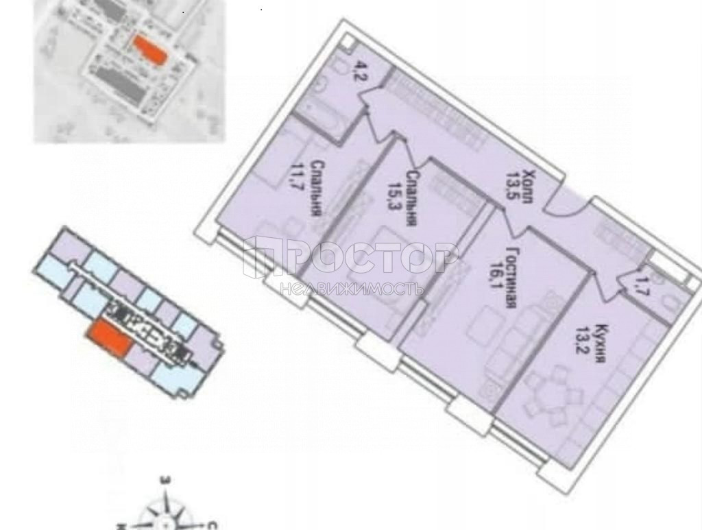 3-комнатная квартира, 77.2 м² - фото 12