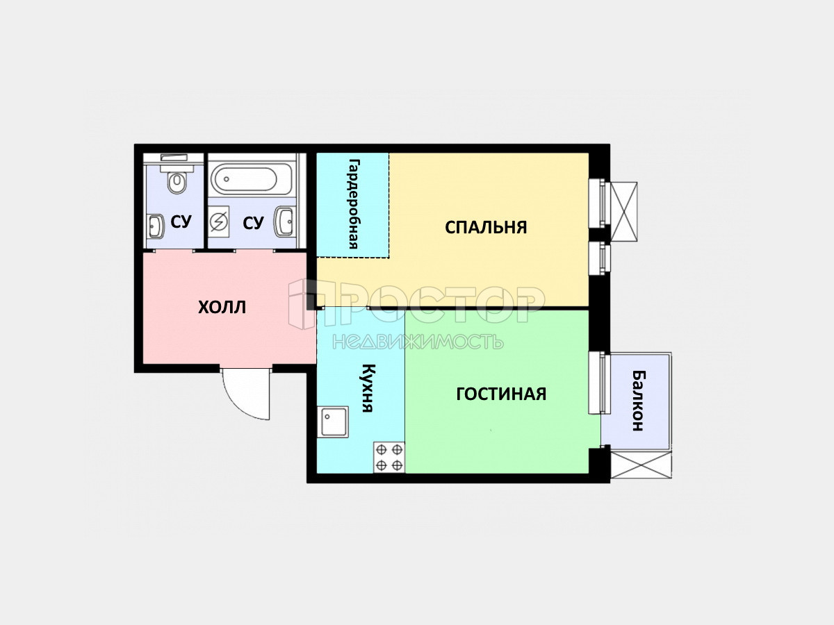 1-комнатная квартира, 42 м² - фото 17