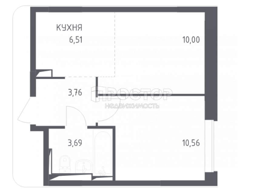 2-комнатная квартира, 34.52 м² - фото 2