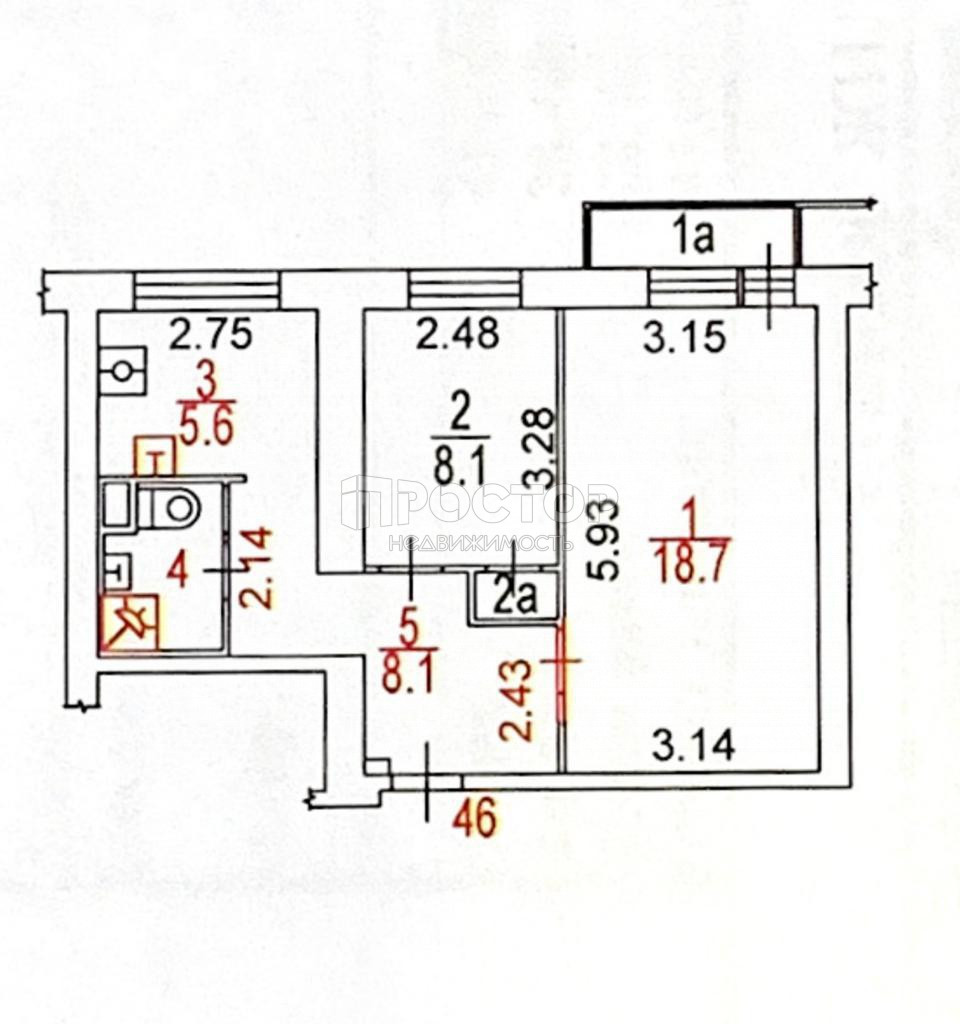 2-комнатная квартира, 46 м² - фото 14