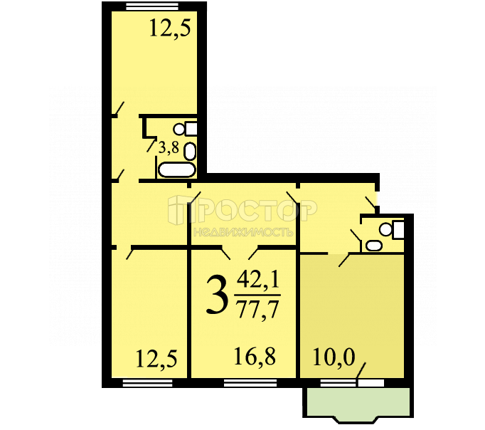 3-комнатная квартира, 75.6 м² - фото 27