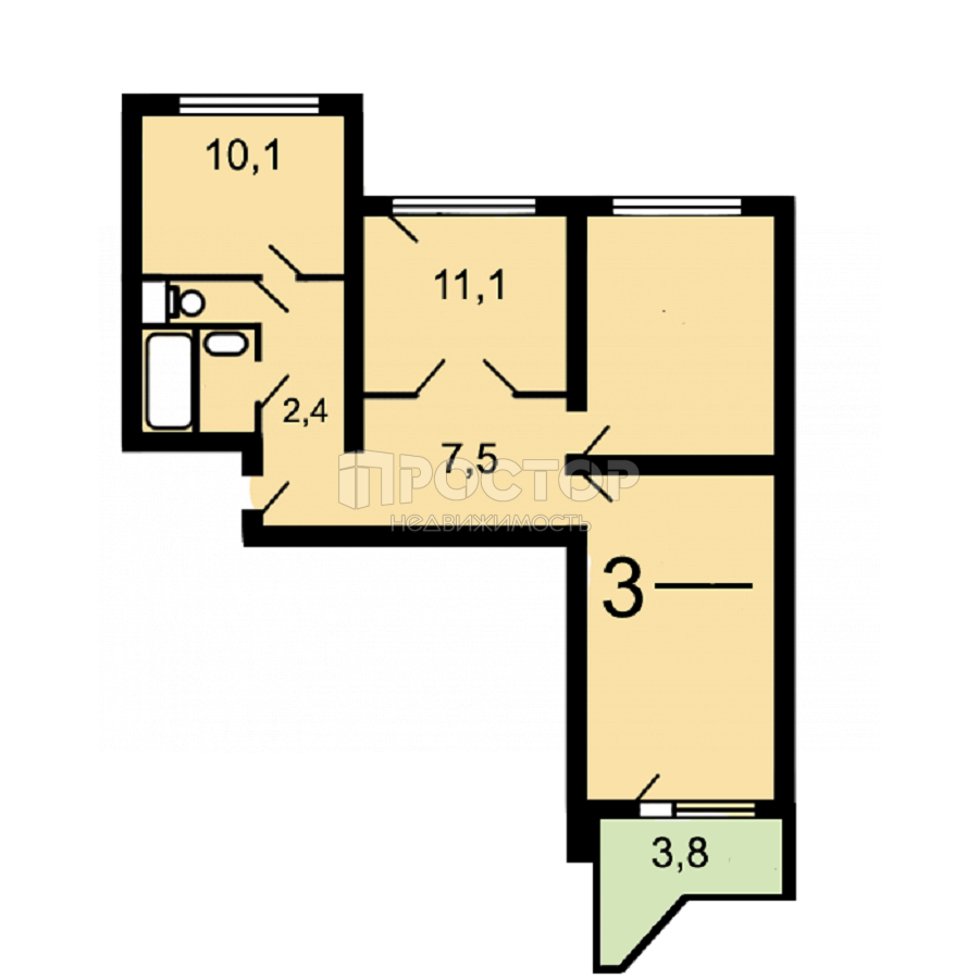 3-комнатная квартира, 74.9 м² - фото 28