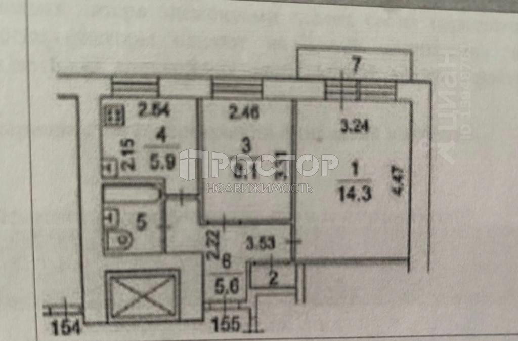 2-комнатная квартира, 43 м² - фото 16
