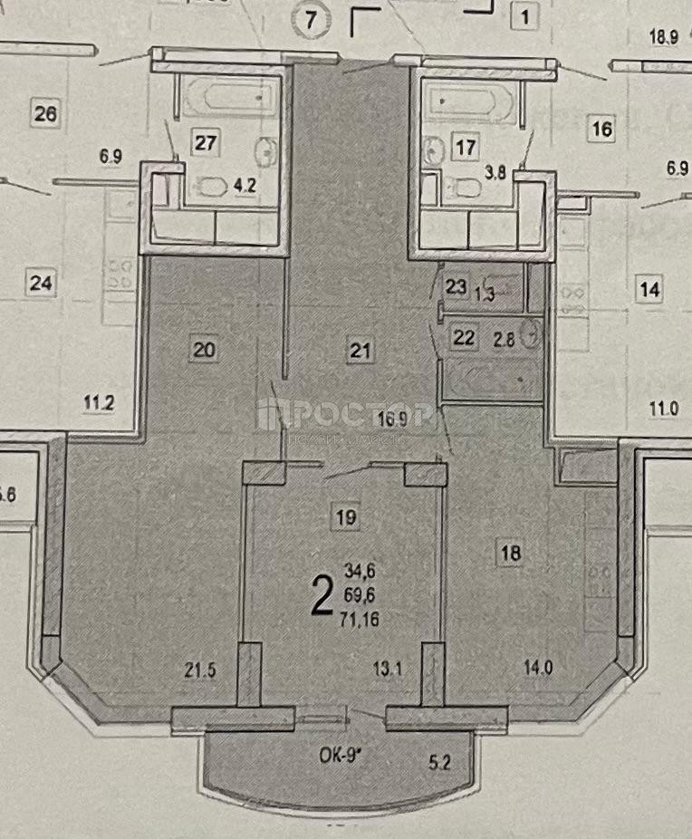 2-комнатная квартира, 69.6 м² - фото 25