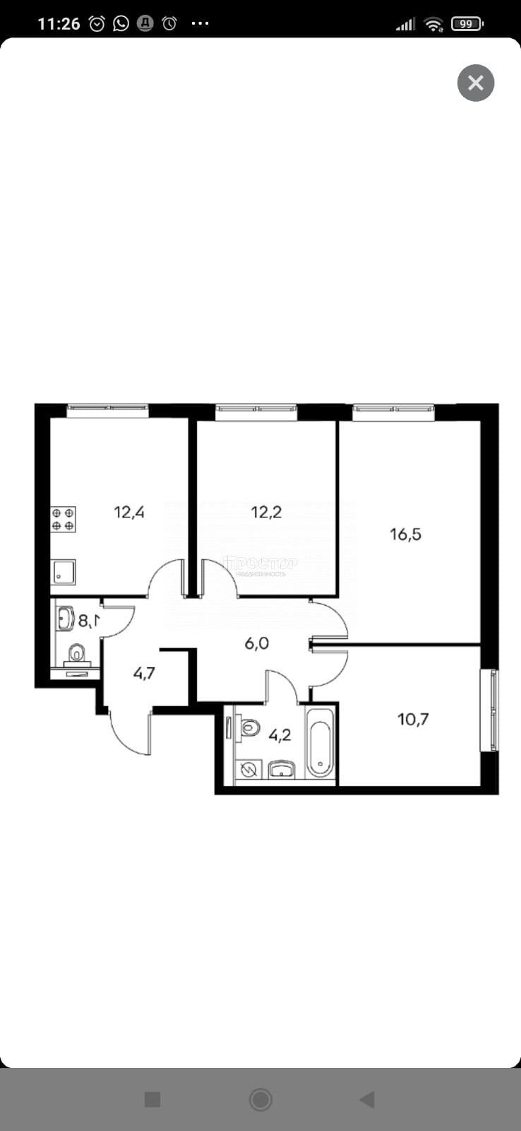 3-комнатная квартира, 67.8 м² - фото 29