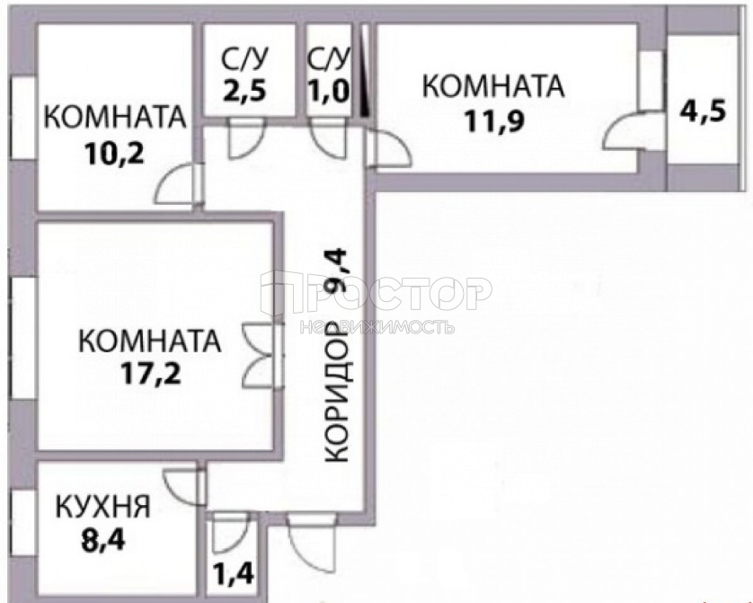 3-комнатная квартира, 62 м² - фото 21