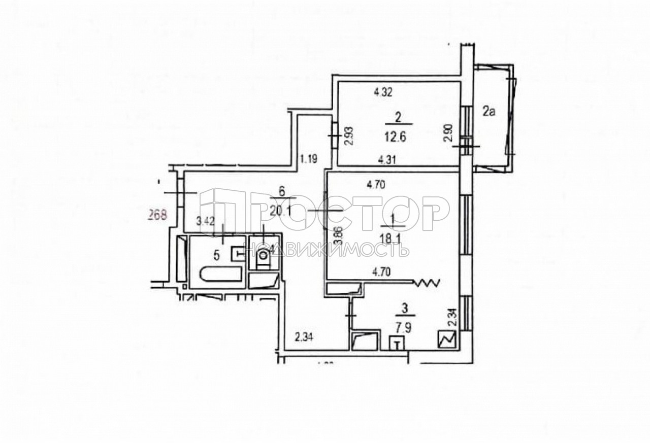 2-комнатная квартира, 64 м² - фото 14